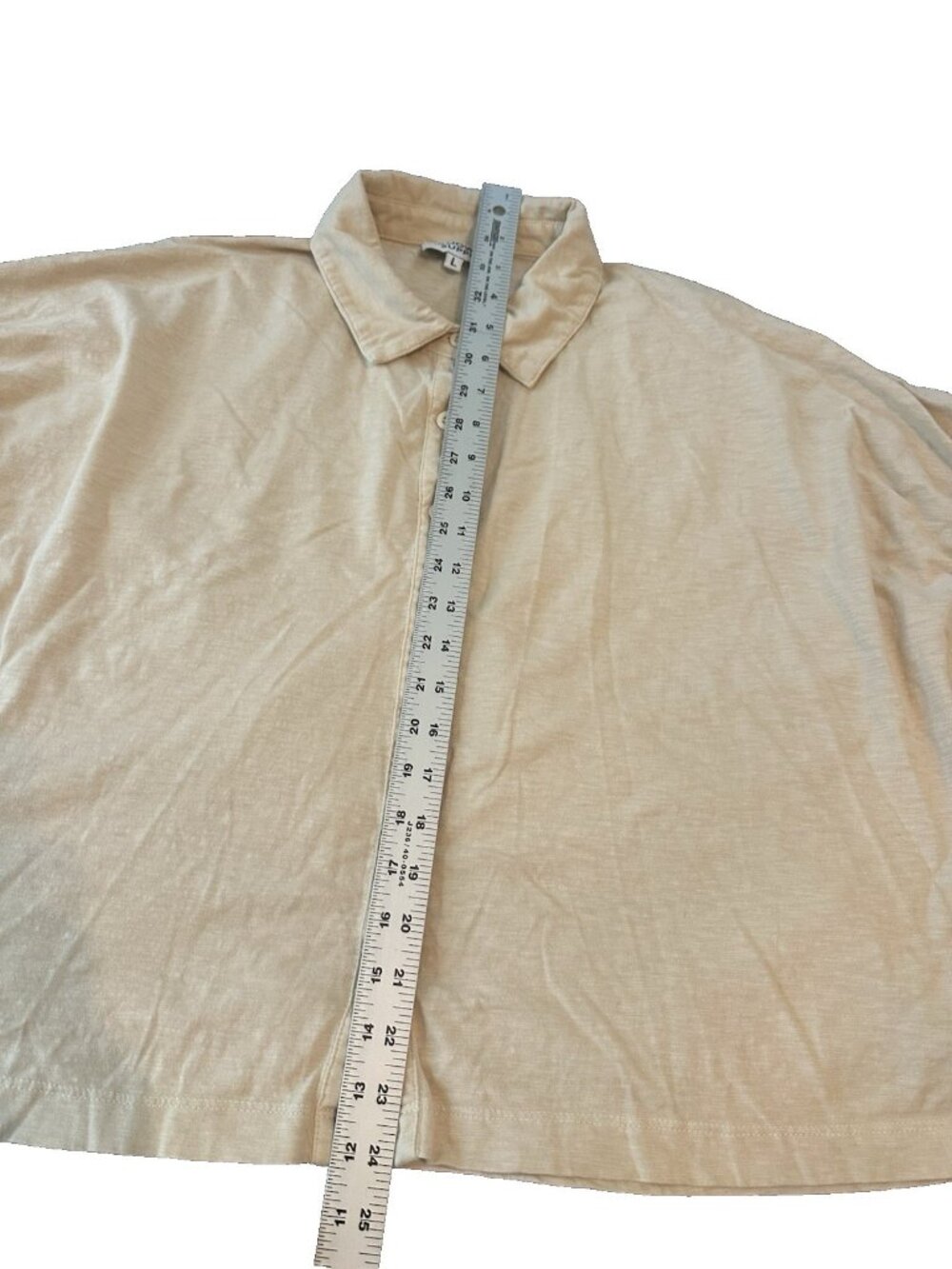Known Supply 100% Organic Cotton Collared Boxy Crop Top Womens L Beige Oversized - Picture 2 of 7